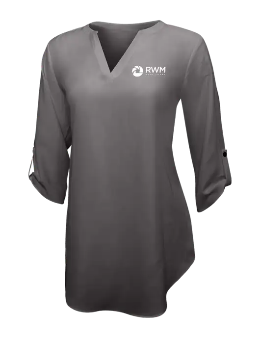 Dark Grey Womens 3/4 Sleeve Tunic Blouse w/RWM Home Loans Logo