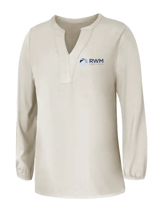 Mercer+Mettle Womens Ivory Stretch Crepe 3/4 Sleeve Blouse w/RWM Home Loans Logo
