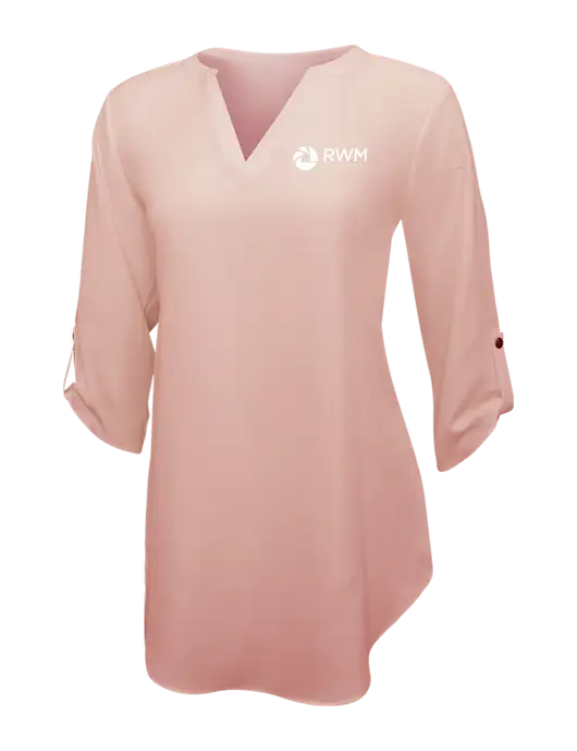 Light Coral Womens 3/4 Sleeve Tunic Blouse w/RWM Home Loans Logo