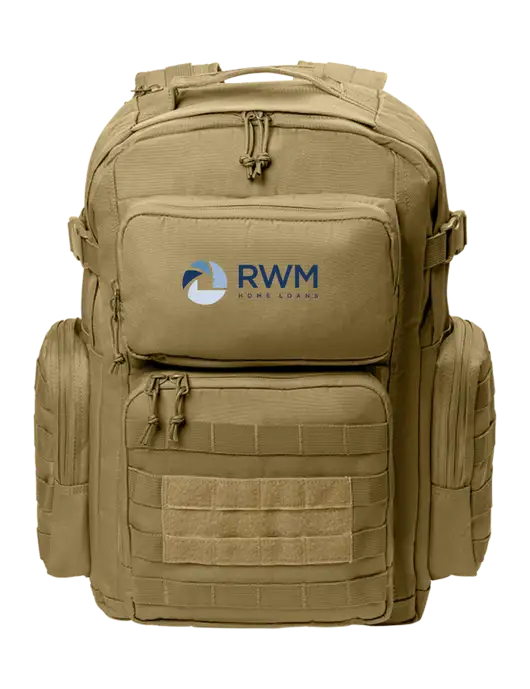 CornerStone Dark Tan Tactical Backpack w/RWM Home Loans Logo