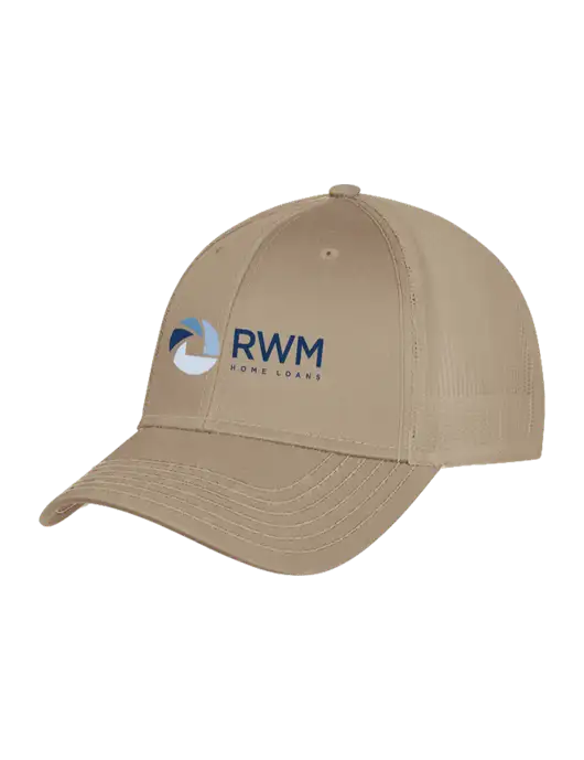Khaki Mesh Trucker Cap Snap Back w/RWM Home Loans Logo