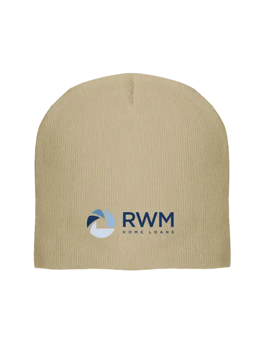 Solid Tan Element Knit Beanie w/RWM Home Loans Logo