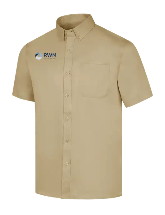 Short Sleeve Dark Tan Superpro React Twill Shirt w/RWM Home Loans Logo