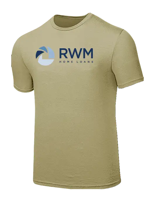 Seriously Soft Tan T-Shirt w/RWM Home Loans Logo