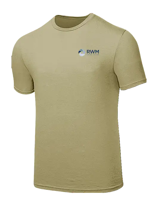 Seriously Soft Tan T-Shirt w/RWM Home Loans Logo