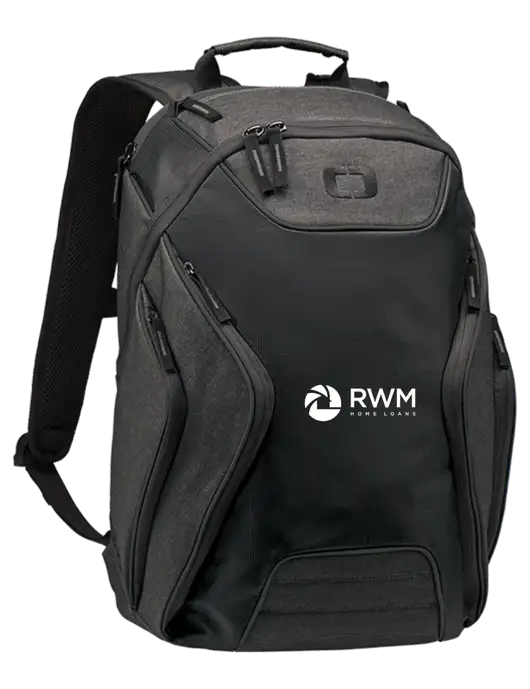 OGIO Black/Heather Grey Hatch Laptop Backpack
 w/RWM Home Loans Logo