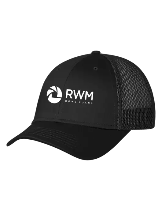 Black Mesh Trucker Cap Snap Back w/RWM Home Loans Logo