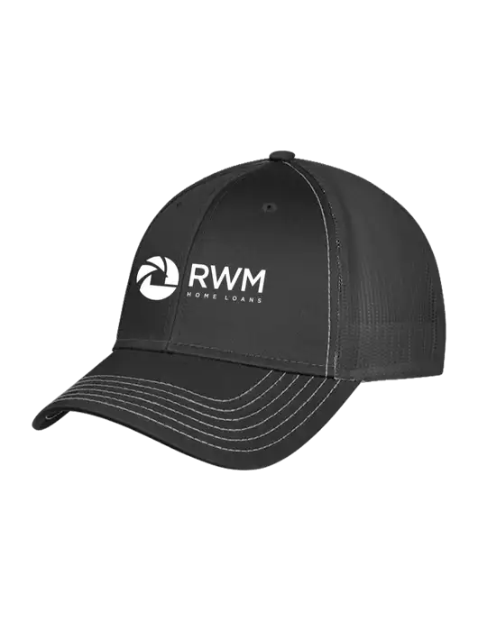 Charcoal Grey Mesh Trucker Cap Snap Back w/RWM Home Loans Logo