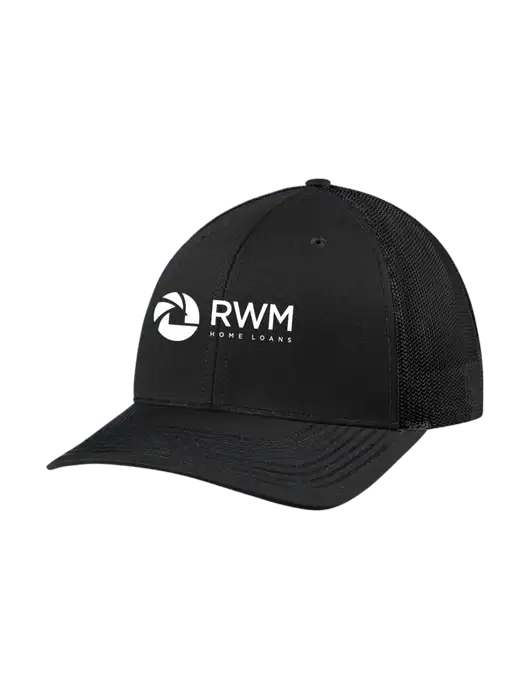 Richardson Adjustable Snapback Original 112 Trucker Cap Black w/Black Mesh w/RWM Home Loans Logo