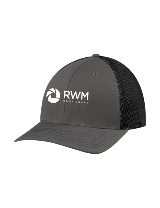 Richardson Adjustable Snapback Original 112 Trucker Cap Dark Grey w/Black Mesh w/RWM Home Loans Logo