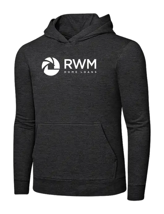 Dark Heather Grey 7.8 oz Ring Spun Hooded Sweatshirt w/RWM Home Loans Logo