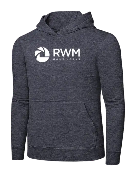 Heather Navy 7.8 oz Ring Spun Hooded Sweatshirt w/RWM Home Loans Logo